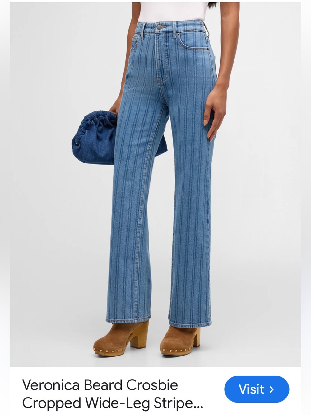 VERONICA BEARD Crosbie striped high-rise wide-leg jeans. Size 29. EUC